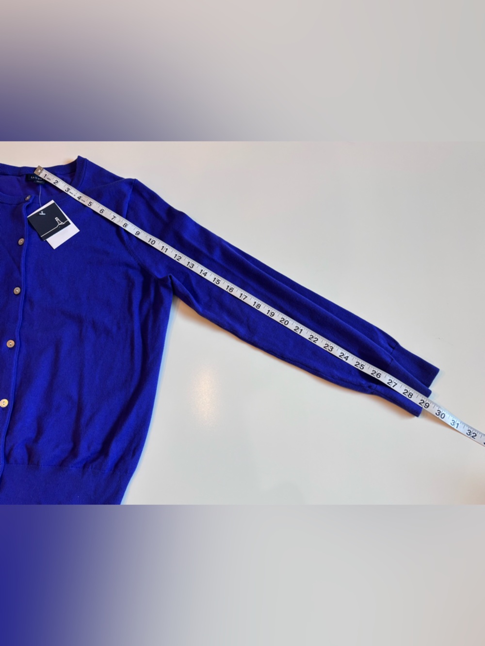 Lands' End Women's Petite M/P 10-12 Crewneck Button Cardigan Purple Saphire - Picture 9 of 11